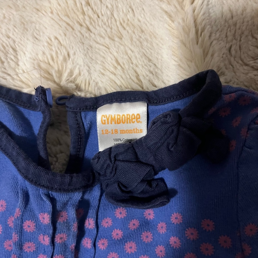 Gymboree Navy and Pink Floral Top
